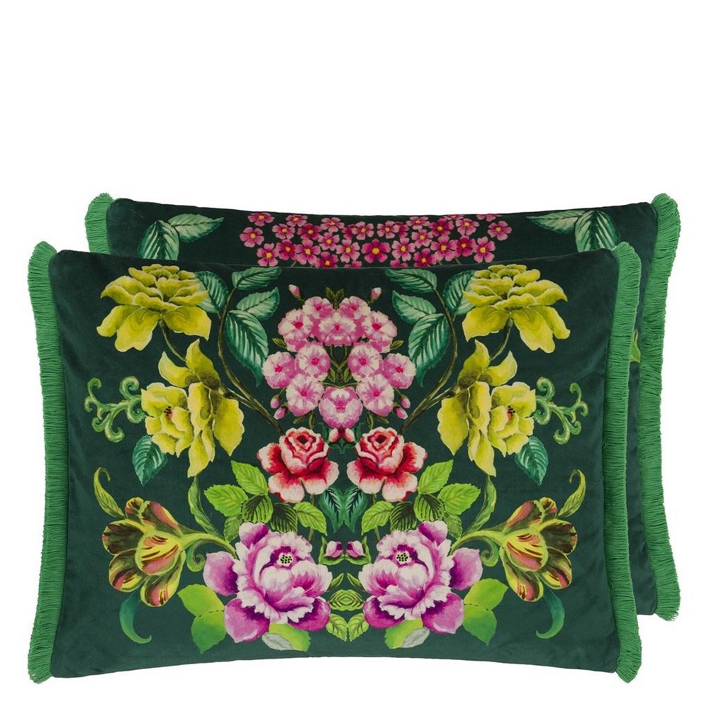 Eleonora Velours Velvet Cushion by Designers Guild in Green